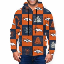 Broncos Team Ugly Christmas Mens Zip Hooded Sweatshirt