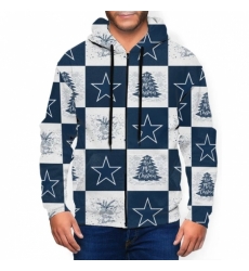 Cowboy Team Ugly Christmas Mens Zip Hooded Sweatshirt