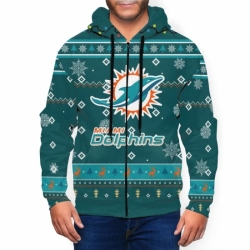 Dolphins Team Christmas Ugly Mens Zip Hooded Sweatshirt