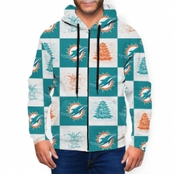 Dolphins Team Ugly Christmas Mens Zip Hooded Sweatshirt