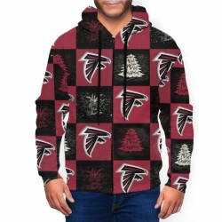 Falcons Team Ugly Christmas Mens Zip Hooded Sweatshirt