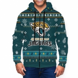 Jaguars Team Christmas Ugly Mens Zip Hooded Sweatshirt