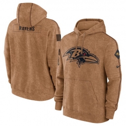 Men Baltimore Ravens 2023 Brown Salute To Service Pullover Hoodie