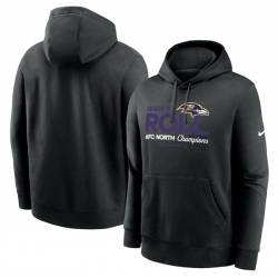 Men Baltimore Ravens Black 2024 AFC North Champions Locker Room Trophy Collection Pullover Hoodie