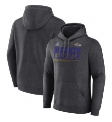 Men Baltimore Ravens Charcoal 2024 Playoffs Pullover Hoodie