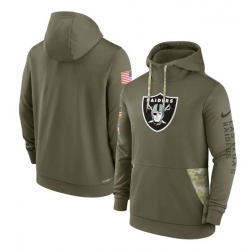 Men Las Vegas Raiders 2022 Olive Salute To Service Therma Performance Pullover Hoodie