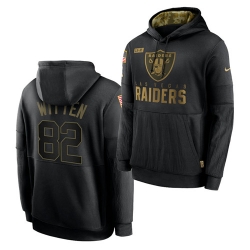 Men Las Vegas Raiders 82 Jason Witten 2020 Salute To Service Black Sideline Performance Pullover Hoodie