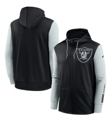 Men Las Vegas Raiders Black Silver Fan Gear Mascot Performance Full Zip Hoodie