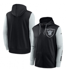 Men Las Vegas Raiders Nike Black Silver Fan Gear Mascot Performance Full Zip Hoodie