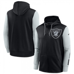 Men Las Vegas Raiders Nike Black Silver Fan Gear Mascot Performance Full Zip Hoodie