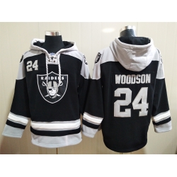 Men Los Angeles Raiders Charles Woodson 24 Black Stitched NFL Hoodie