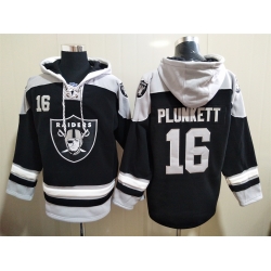 Men Los Angeles Raiders Jim Plunkett 16 Black Stitched NFL Hoodie