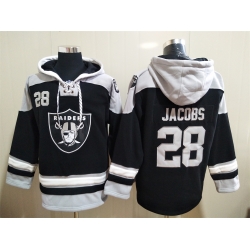 Men Los Angeles Raiders Josh Jacobs 28 Black Stitched NFL Hoodie