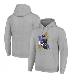 Men Starter Heather Gray Baltimore Ravens Player X Fleece Pullover Hoodie