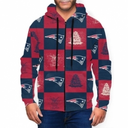 Patriots Team Ugly Christmas Mens Zip Hooded Sweatshirt