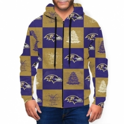 Ravens Team Ugly Christmas Mens Zip Hooded Sweatshirt