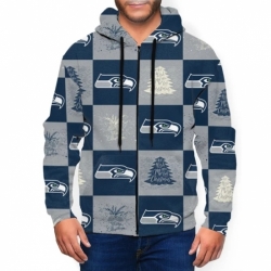 Seahawks Team Ugly Christmas Mens Zip Hooded Sweatshirt