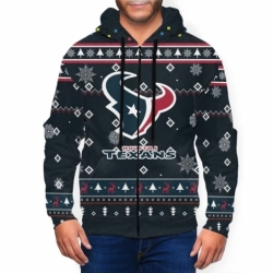 Texans Team Christmas Ugly Mens Zip Hooded Sweatshirt