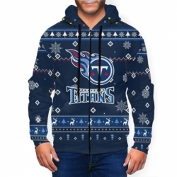 Titans Team Christmas Ugly Mens Zip Hooded Sweatshirt