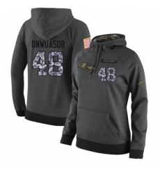 NFL Womens Nike Baltimore Ravens 48 Patrick Onwuasor Stitched Black Anthracite Salute to Service Player Performance Hoodie