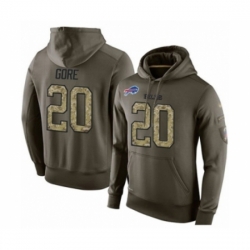 Football Mens Buffalo Bills 20 Frank Gore Green Salute To Service Pullover Hoodie