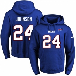 NFL Mens Nike Buffalo Bills 24 Leonard Johnson Royal Blue Name Number Pullover Hoodie