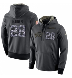 NFL Mens Nike Buffalo Bills 28 EJ Gaines Stitched Black Anthracite Salute to Service Player Performance Hoodie