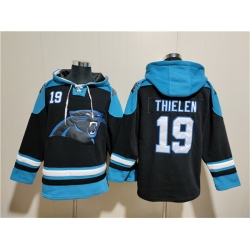 Men Carolina Panthers 19 Adam Thielen Black Ageless Must Have Lace Up Pullover Hoodie