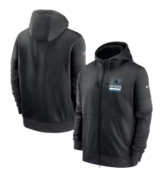 Men Carolina Panthers Nike Sideline Impact Lockup Performance Full Zip Hoodie Black