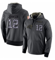 NFL Mens Nike Carolina Panthers 12 Charles Johnson Stitched Black Anthracite Salute to Service Player Performance Hoodie