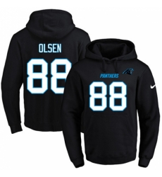 NFL Mens Nike Carolina Panthers 88 Greg Olsen Black Name Number Pullover Hoodie