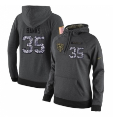 NFL Womens Nike Chicago Bears 35 Johnthan Banks Stitched Black Anthracite Salute to Service Player Performance Hoodie