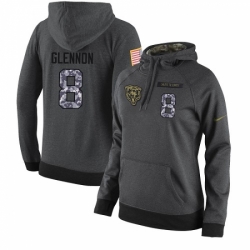 NFL Womens Nike Chicago Bears 8 Mike Glennon Stitched Black Anthracite Salute to Service Player Performance Hoodie