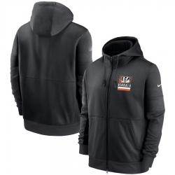 Men Cincinnati Bengals Nike Sideline Impact Lockup Performance Full Zip Hoodie Black