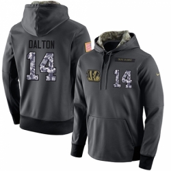 NFL Mens Nike Cincinnati Bengals 14 Andy Dalton Stitched Black Anthracite Salute to Service Player Performance Hoodie