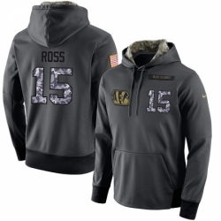 NFL Mens Nike Cincinnati Bengals 15 John Ross Stitched Black Anthracite Salute to Service Player Performance Hoodie