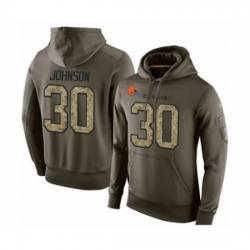 Football Mens Cleveland Browns 30 DErnest Johnson Green Salute To Service Pullover Hoodie