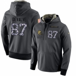 NFL Mens Nike Cleveland Browns 87 Seth DeValve Stitched Black Anthracite Salute to Service Player Performance Hoodie