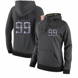 NFL Womens Nike Dallas Cowboys 99 Charles Tapper Stitched Black Anthracite Salute to Service Player Performance Hoodie