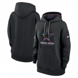 Women Dallas Cowboys Black 2024 Crucial Catch Club Pullover Hoodie