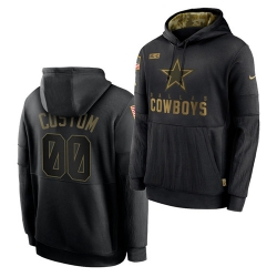 Men Custom Men Dallas Cowboys 2020 Salute To Service Black Sideline Performance Pullover Hoodie