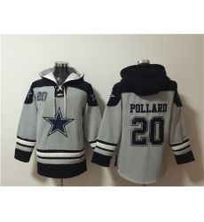 Men Dallas Cowboys 20 Tony Pollard Grey Ageless Must Have Lace Up Pullover Hoodie