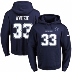 NFL Mens Nike Dallas Cowboys 33 Chidobe Awuzie Navy Blue Name Number Pullover Hoodie