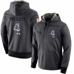 NFL Mens Nike Dallas Cowboys 4 Dak Prescott Stitched Black Anthracite Salute to Service Player Performance Hoodie