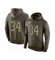 Football Mens Denver Broncos 34 Will Parks Green Salute To Service Pullover Hoodie