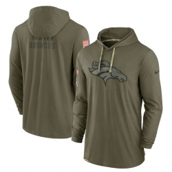 Men Denver Broncos 2022 Olive Salute To Service Tonal Pullover Hoodie