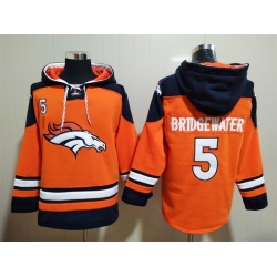 Men Denver Broncos 5 Teddy Bridgewater Stitched Hoodie