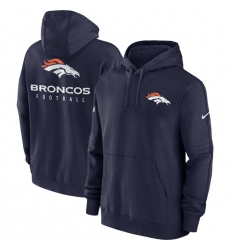 Men Denver Broncos Navy Sideline Club Fleece Pullover Hoodie