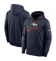 Men Nike Navy Denver Broncos Performance Pullover Hoodie