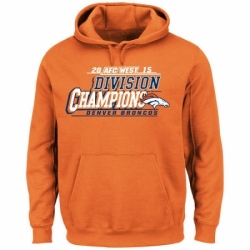 Mens NFL Denver Broncos Majestic Orange 2015 AFC West Division Champions Pullover Hoodie